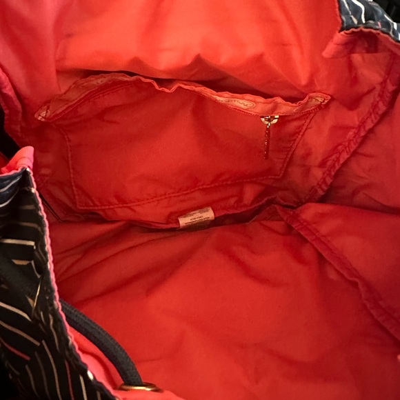 LeSportSac Small Edie Backpack blue with pink and white stripes - Picture 3 of 3